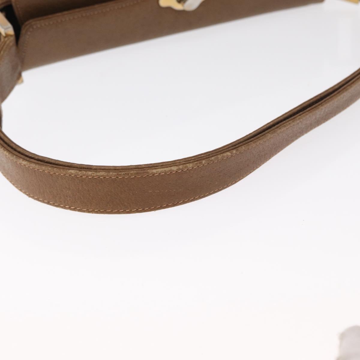 GUCCI Shoulder Bag Leather Brown Gold Auth 161660