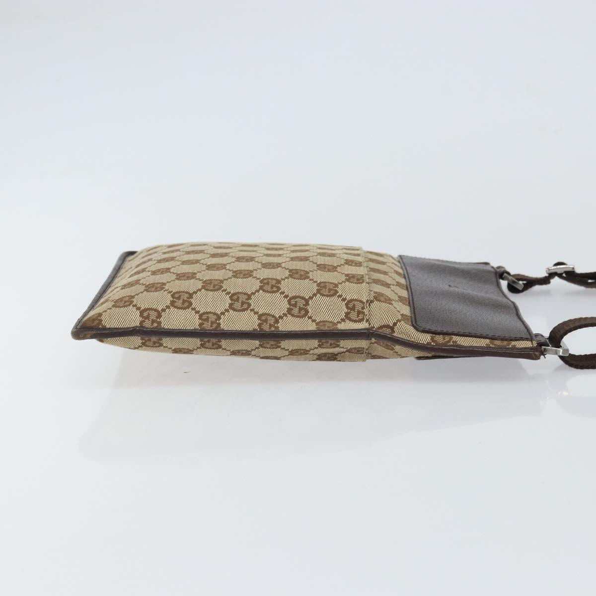 GUCCI GG Canvas Shoulder Bag Beige Silver 27639 Auth 161661