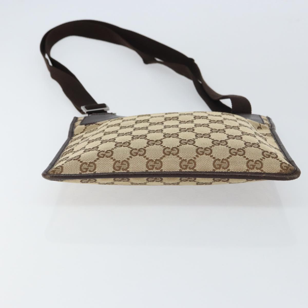 GUCCI GG Canvas Shoulder Bag Beige Silver 27639 Auth 161661