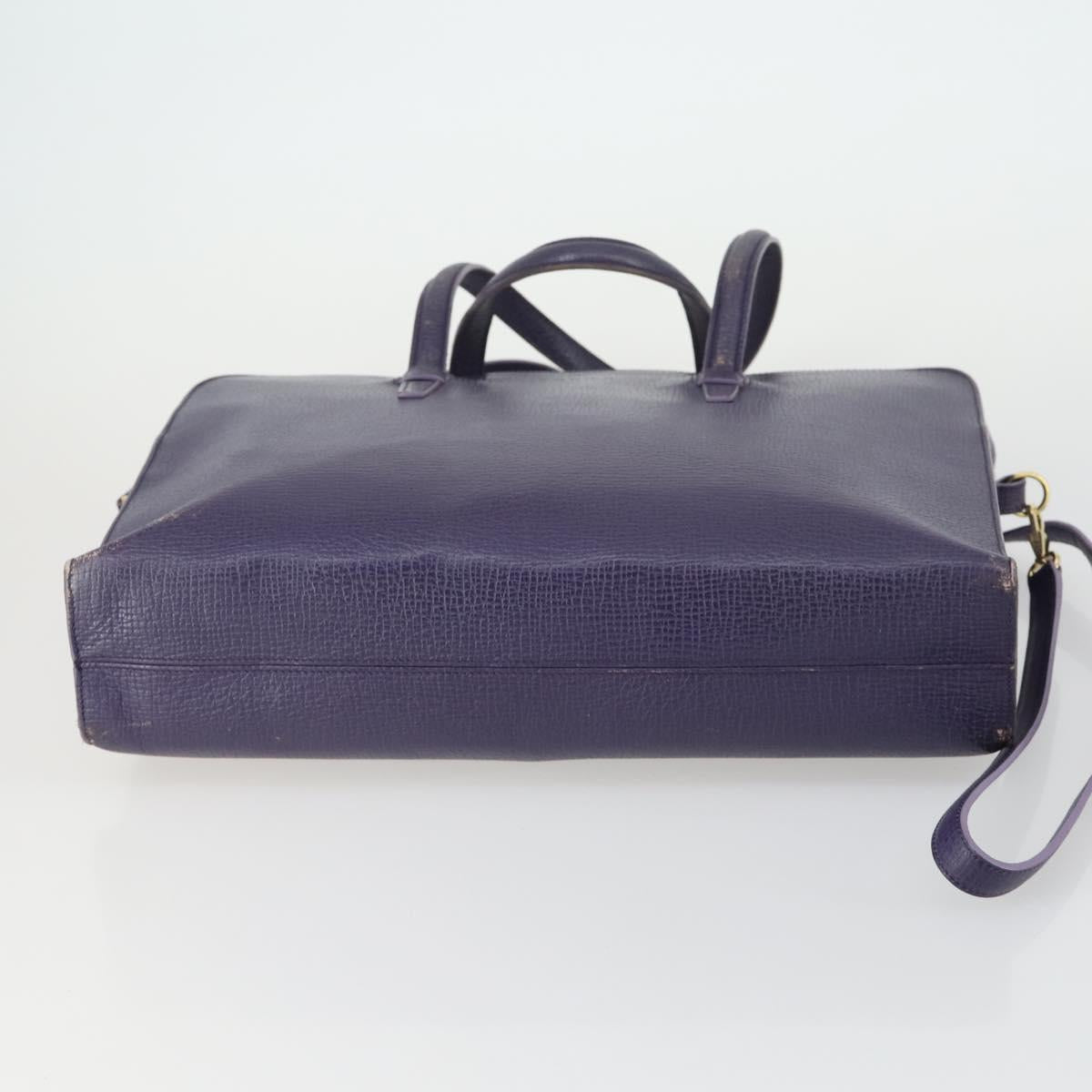 LOEWE Hand Bag Leather 2way Navy Gold Auth 161665