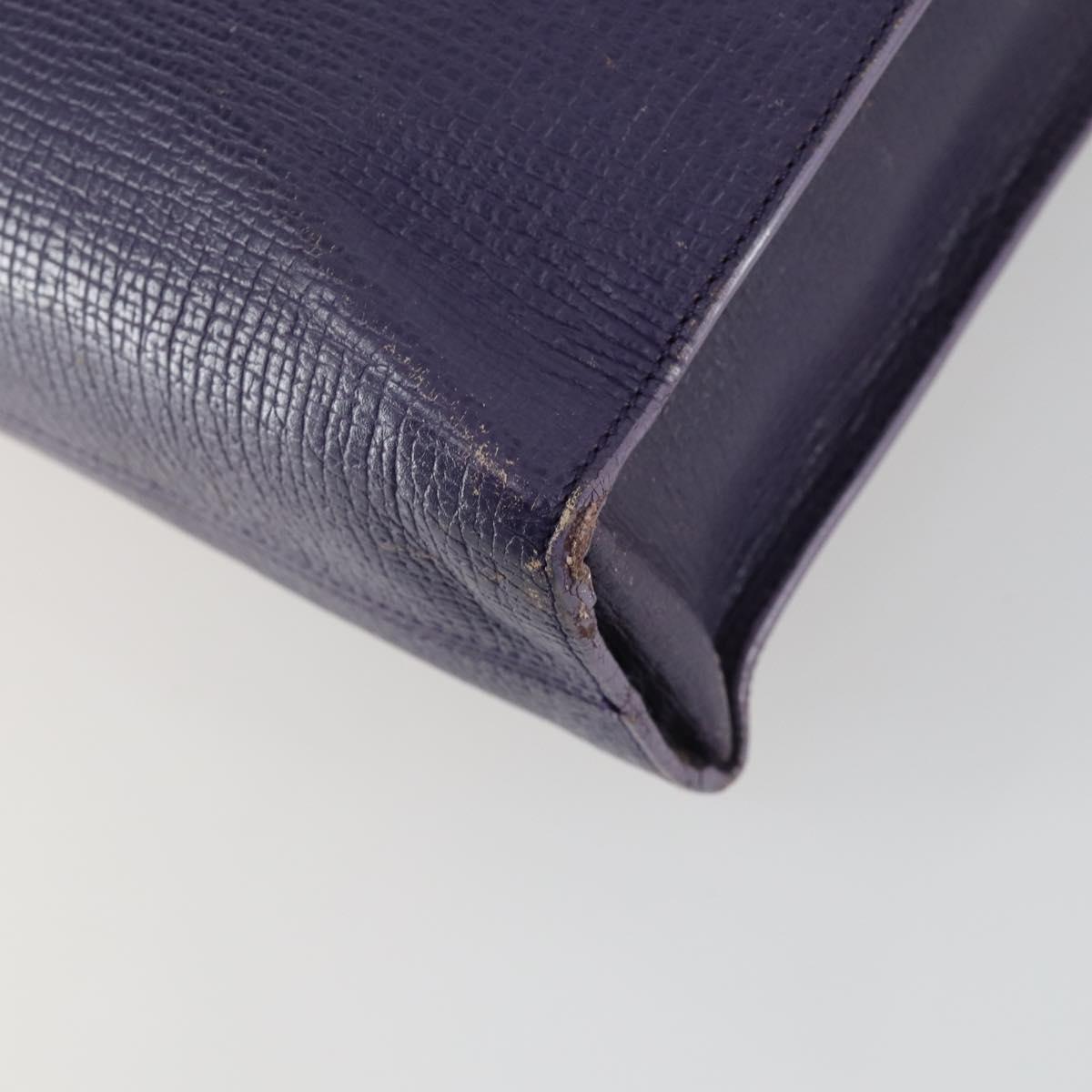 LOEWE Hand Bag Leather 2way Navy Gold Auth 161665