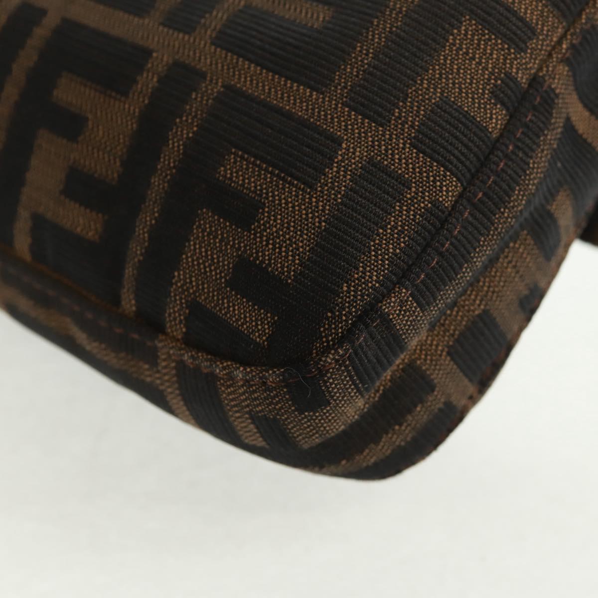 FENDI Zucca Canvas Mamma Baguette Shoulder Bag Black Brown Auth 161669SAV