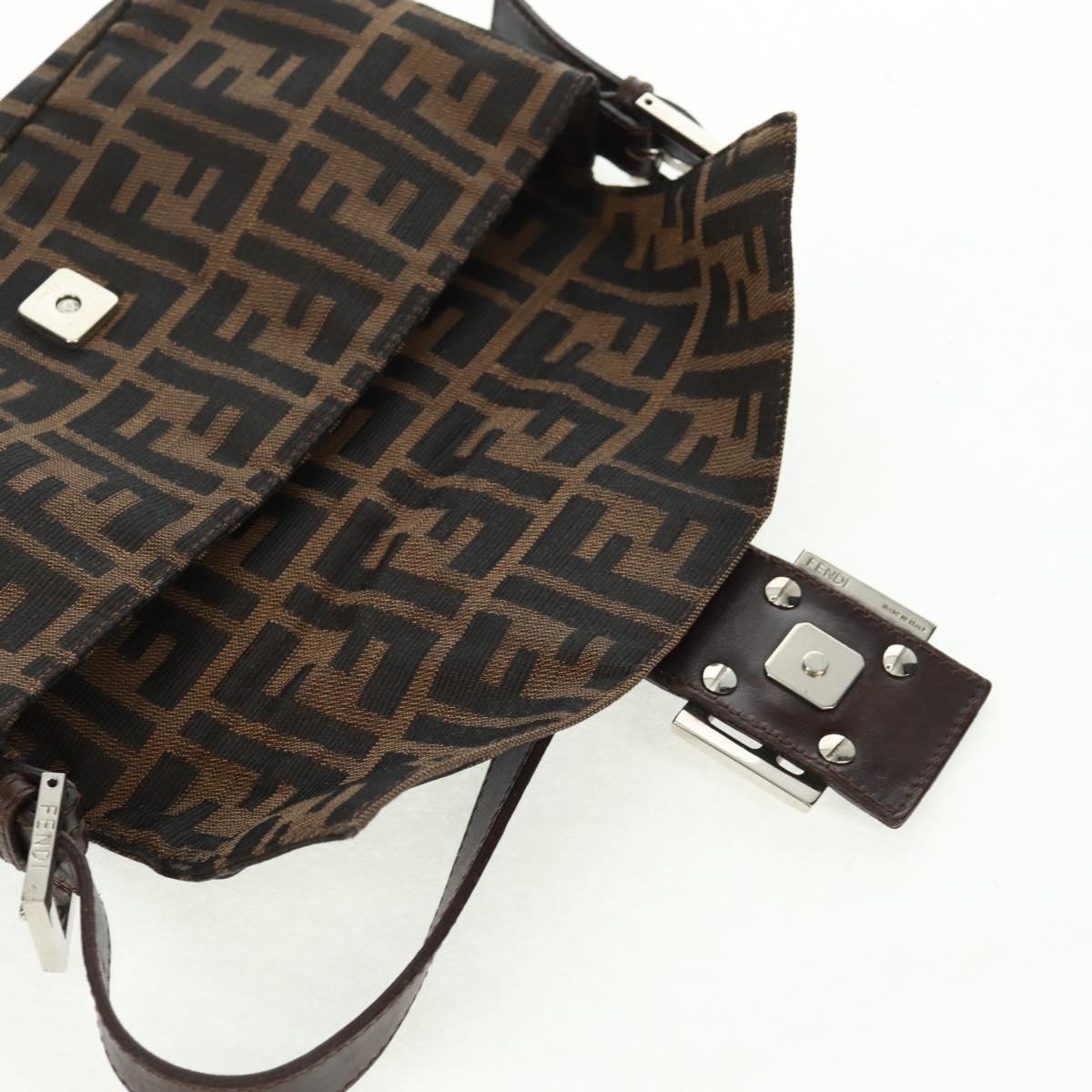FENDI Zucca Canvas Mamma Baguette Shoulder Bag Black Brown Auth 161669SAV