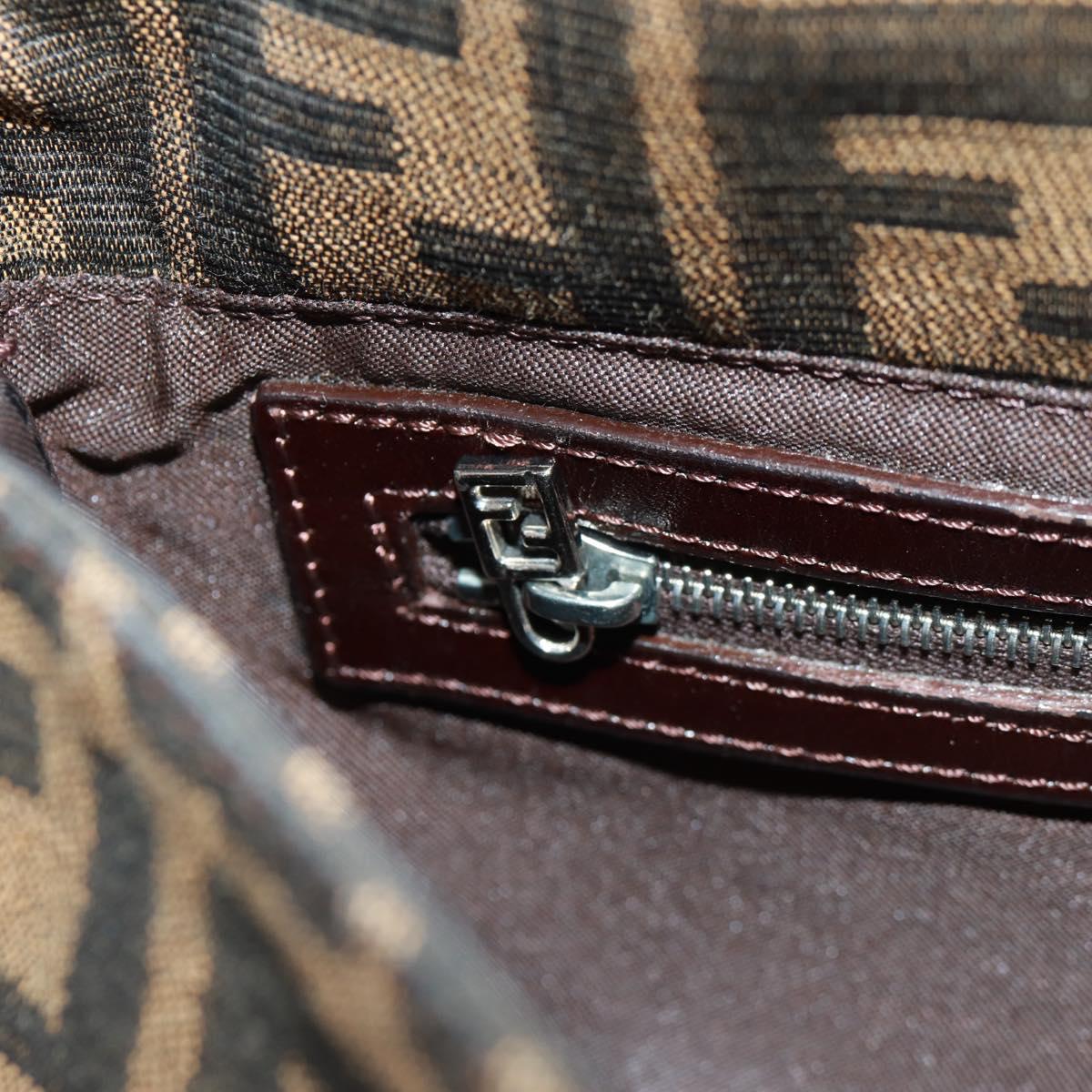 FENDI Zucca Canvas Mamma Baguette Shoulder Bag Black Brown Auth 161669SAV