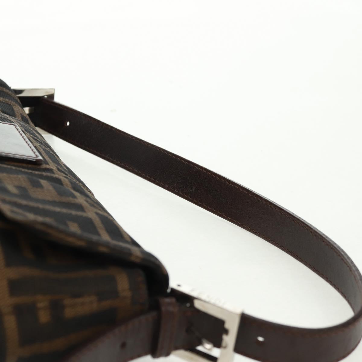 FENDI Zucca Canvas Mamma Baguette Shoulder Bag Black Brown Auth 161669SAV