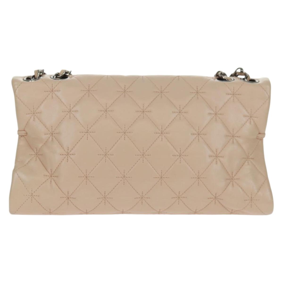 CHANEL Chain Matelasse 2.55 Shoulder Bag Lamb Skin Pink Silver CC Auth 161670V