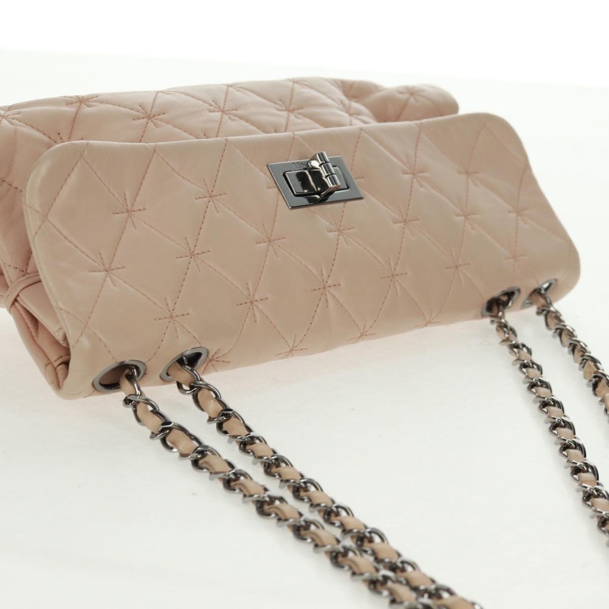 CHANEL Chain Matelasse 2.55 Shoulder Bag Lamb Skin Pink Silver CC Auth 161670V