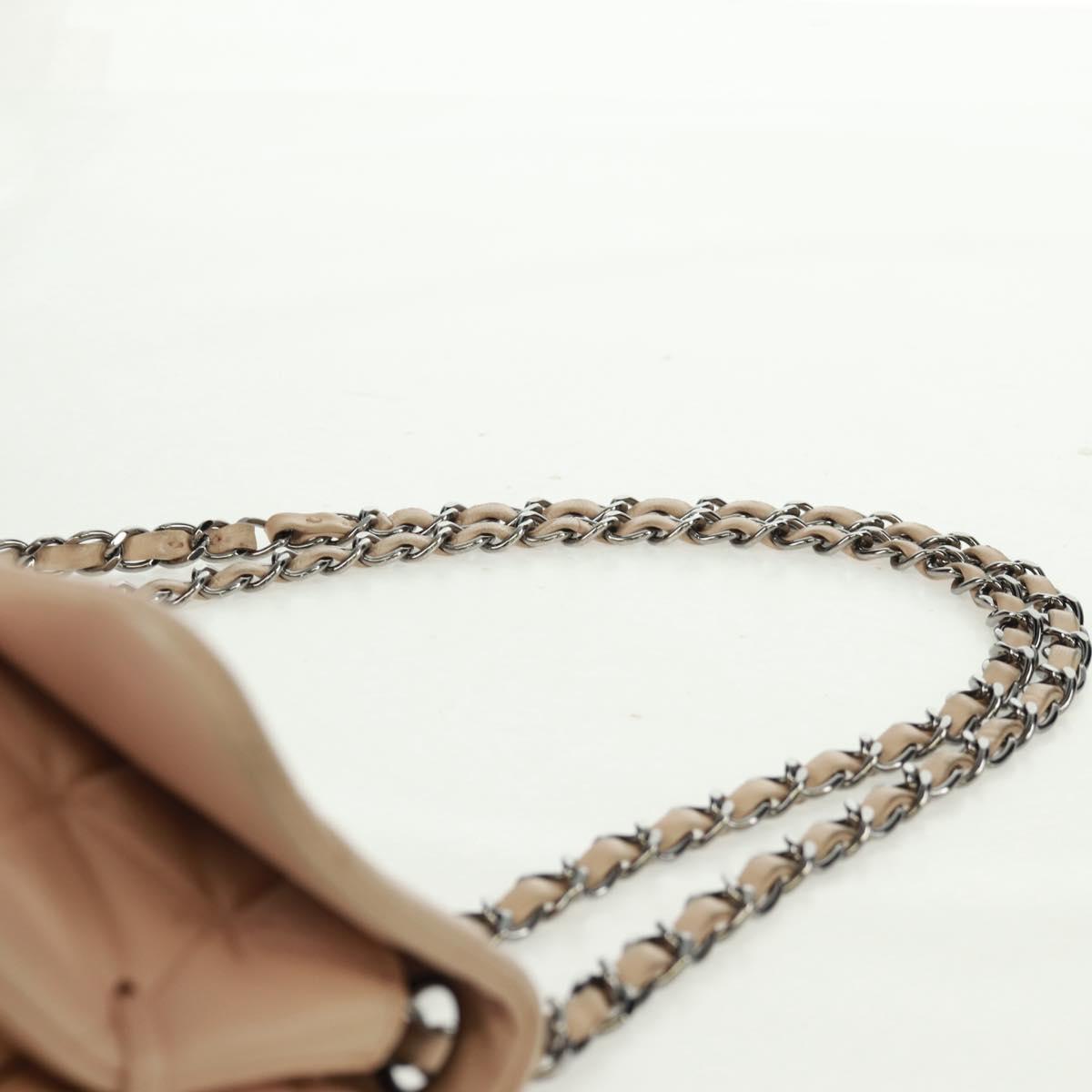 CHANEL Chain Matelasse 2.55 Shoulder Bag Lamb Skin Pink Silver CC Auth 161670V