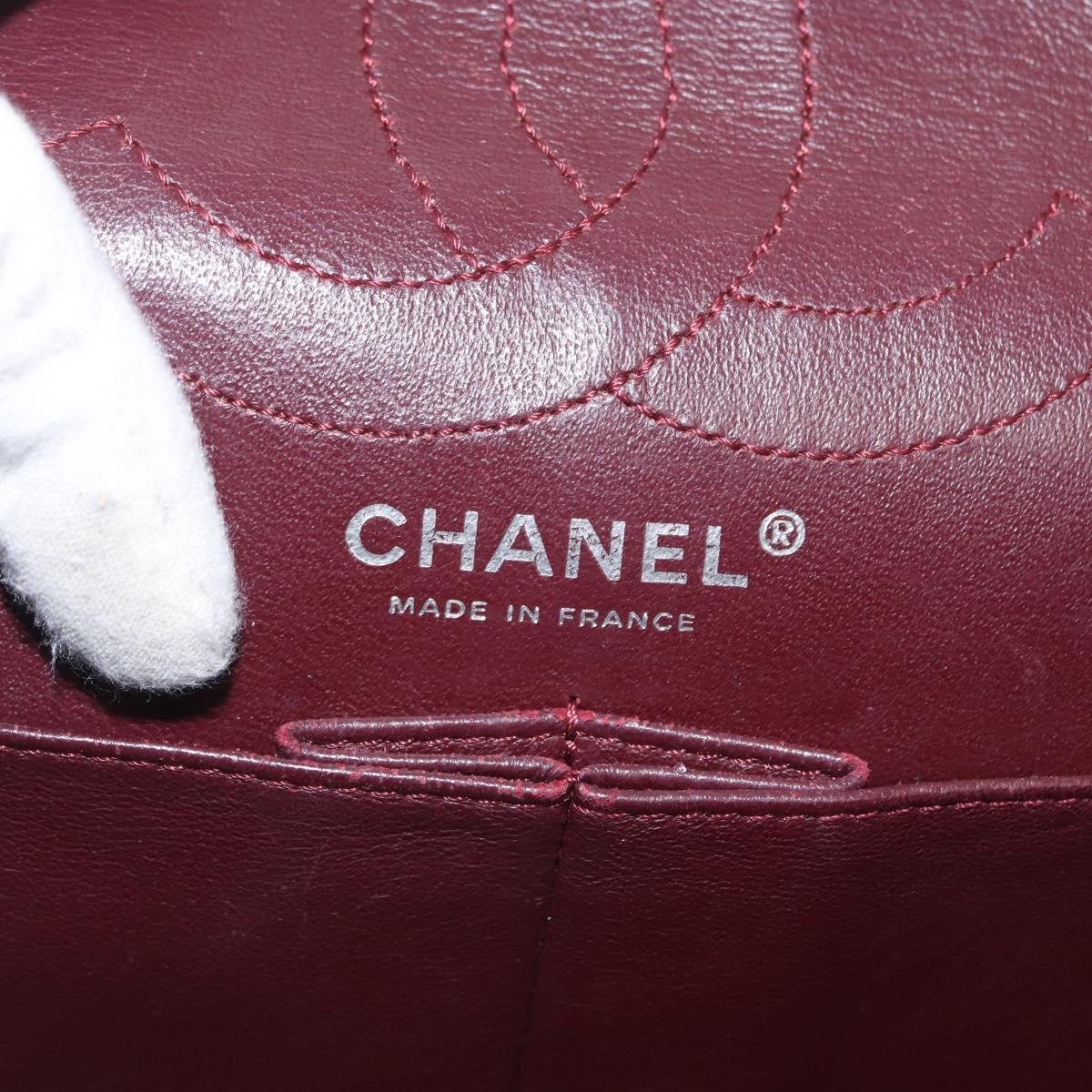 CHANEL Chain Double Flap Matelasse 28 2.55 Bag Leather Black CC Auth 161671V