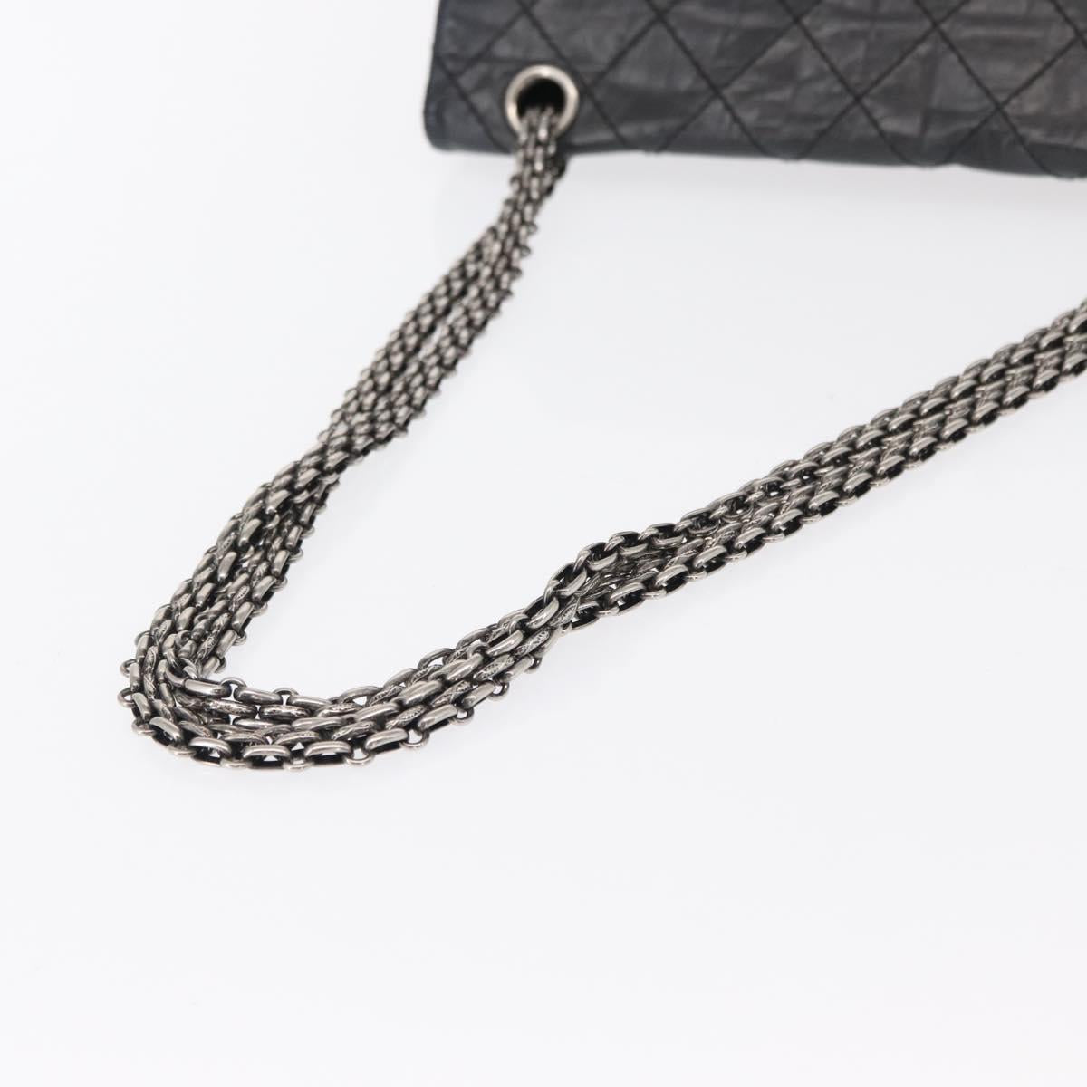 CHANEL Chain Double Flap Matelasse 28 2.55 Bag Leather Black CC Auth 161671V