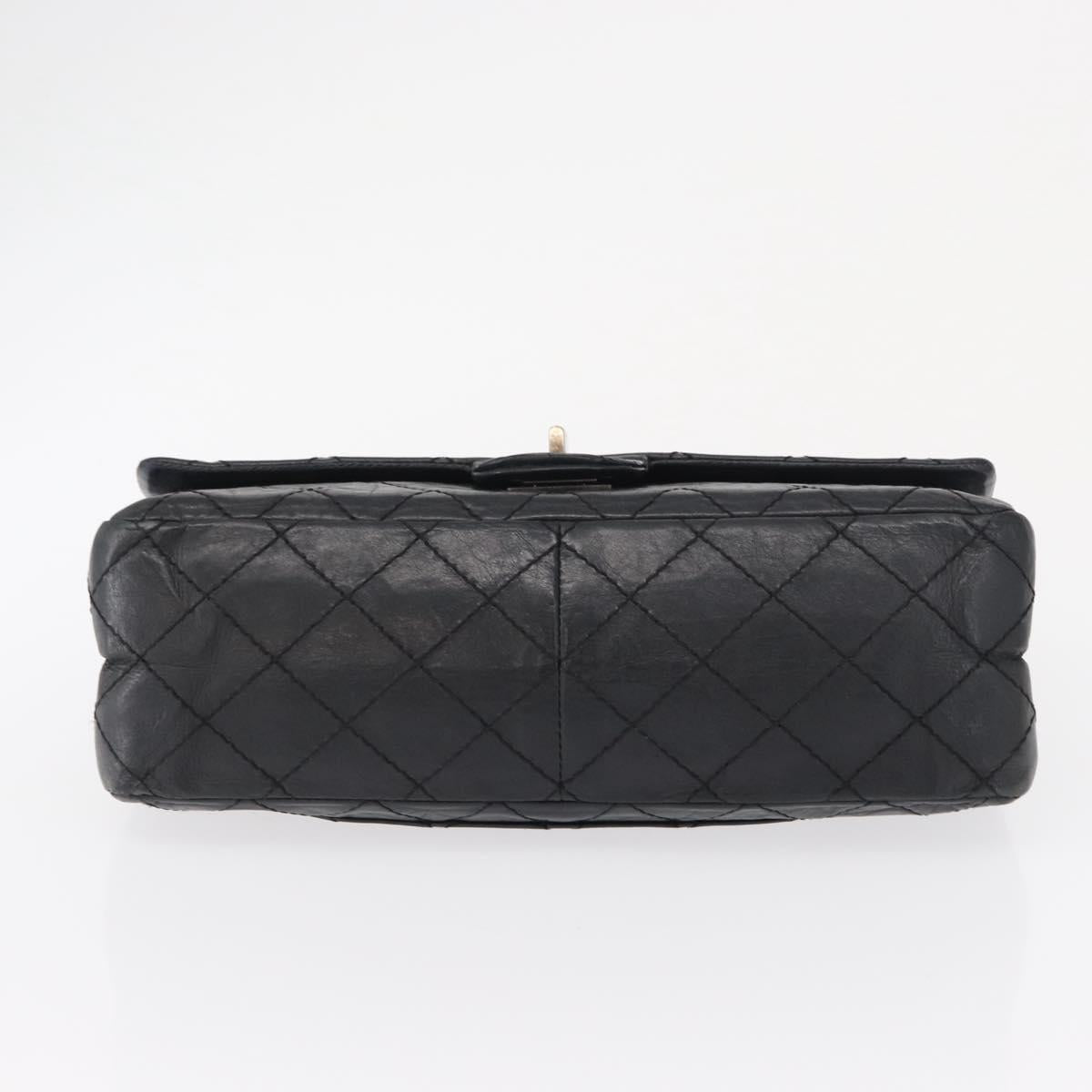 CHANEL Chain Double Flap Matelasse 28 2.55 Bag Leather Black CC Auth 161671V