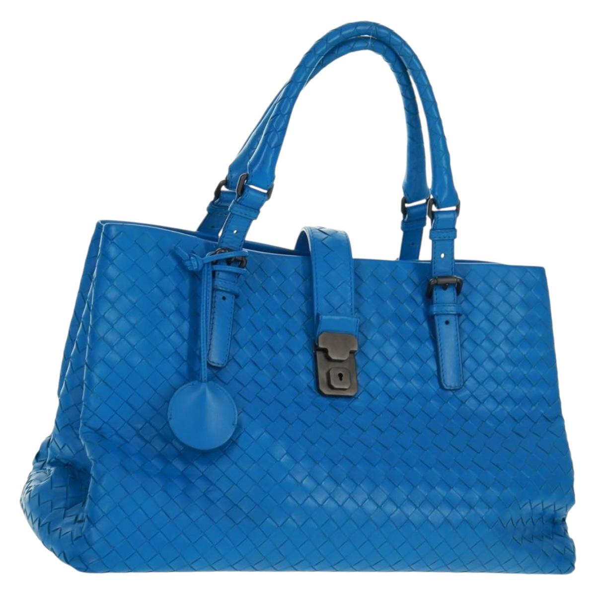 BOTTEGA VENETA INTRECCIATO Rome Hand Bag Leather Blue 171265 Auth 161672V