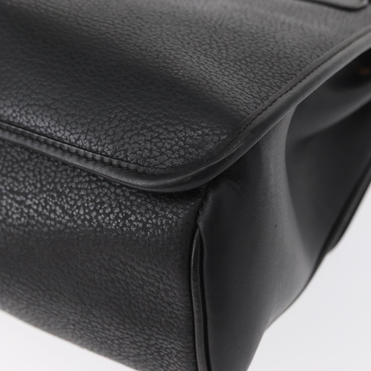GUCCI Hand Bag Leather Gold Black Auth 161675