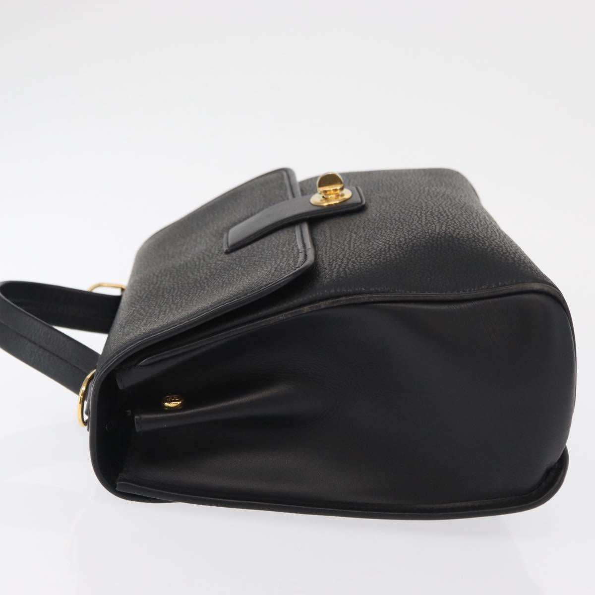 GUCCI Hand Bag Leather Gold Black Auth 161675