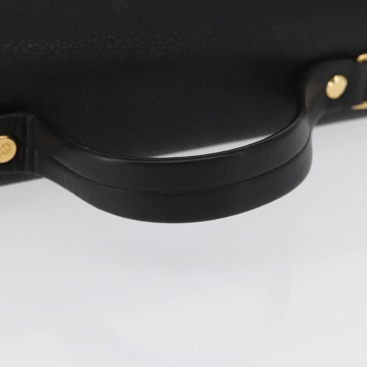 GUCCI Hand Bag Leather Gold Black Auth 161675
