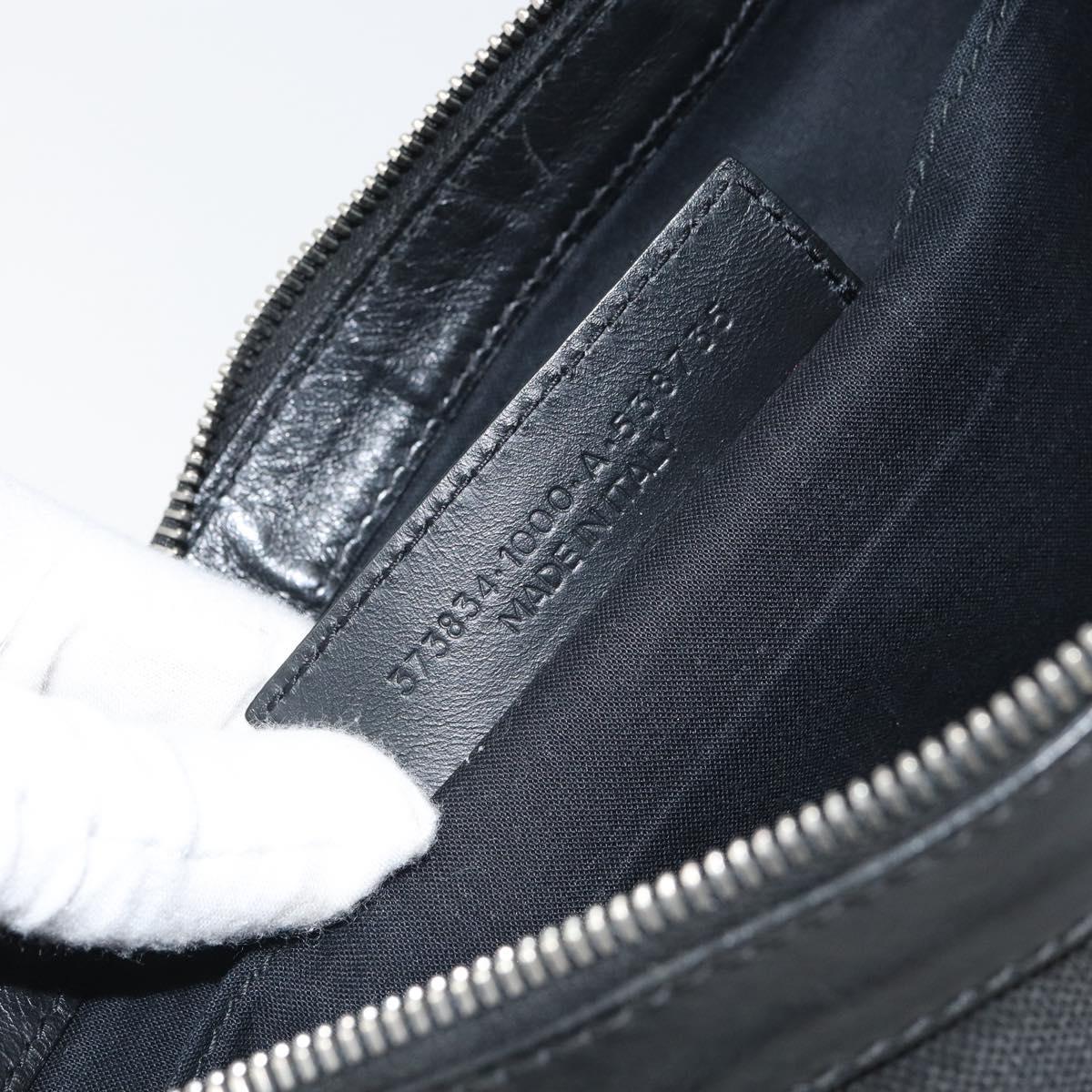 BALENCIAGA Clutch Bag Canvas Silver Black 373834 Auth 161677