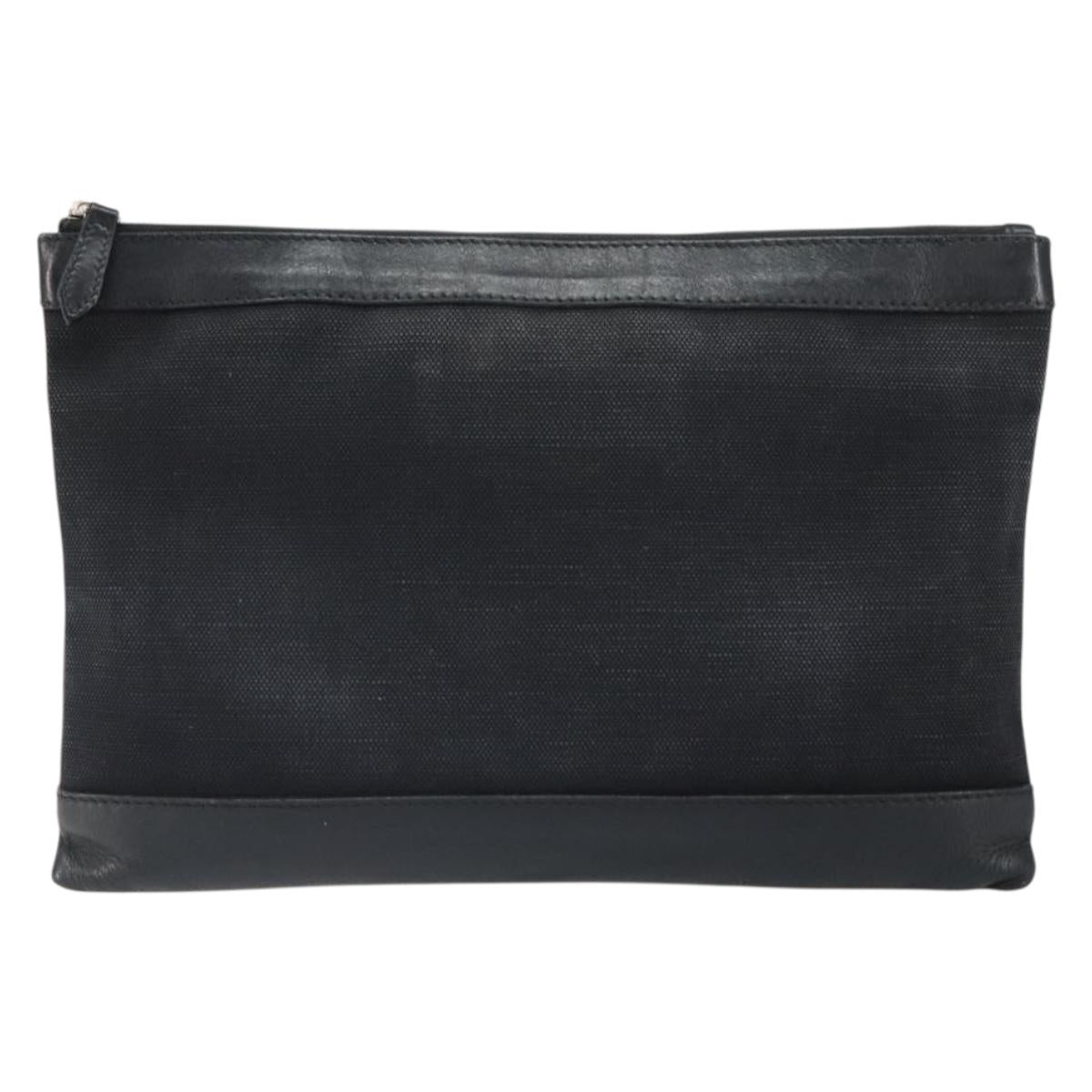 BALENCIAGA Clutch Bag Canvas Silver Black 373834 Auth 161677