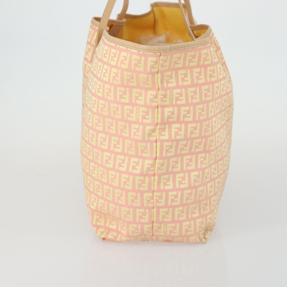 FENDI Zucchino Canvas Tote Bag Pink Auth 161680