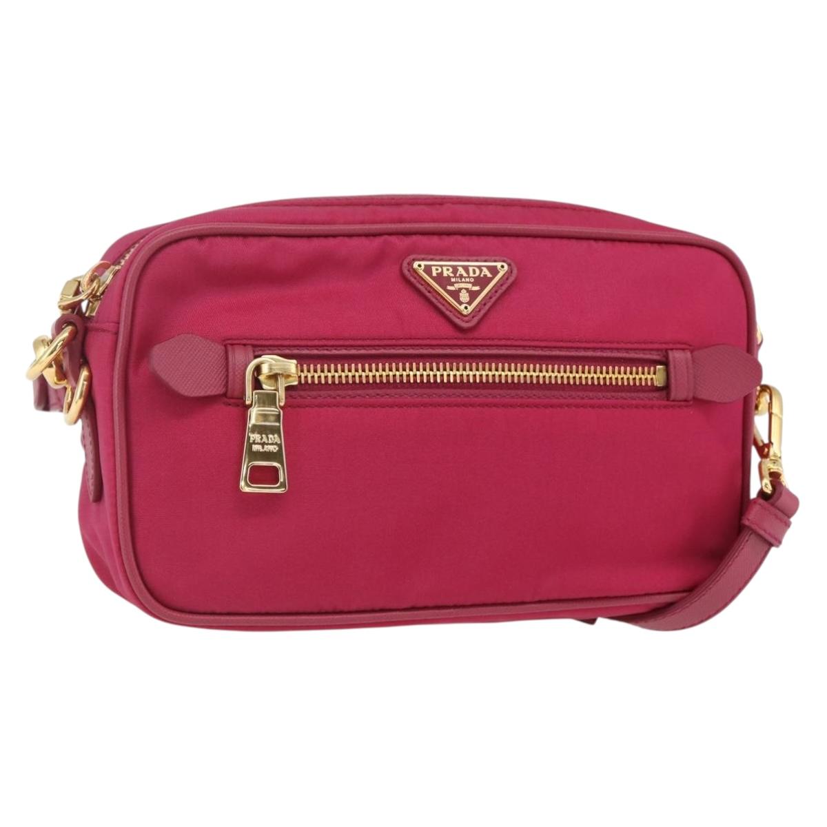 PRADA Shoulder Bag Nylon Pink Gold Auth 161682V