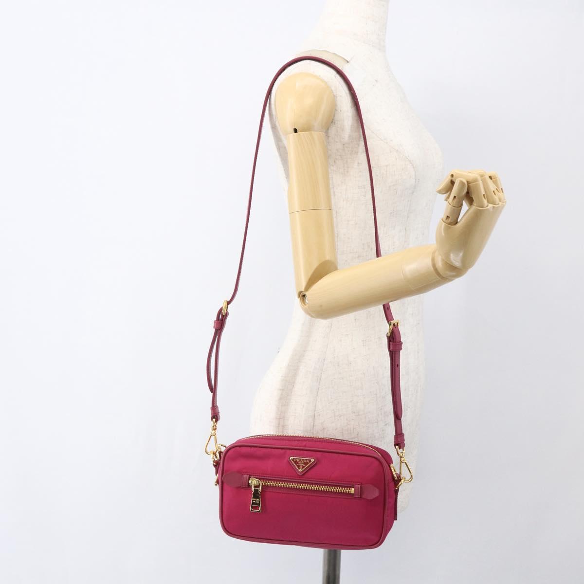 PRADA Shoulder Bag Nylon Pink Gold Auth 161682V