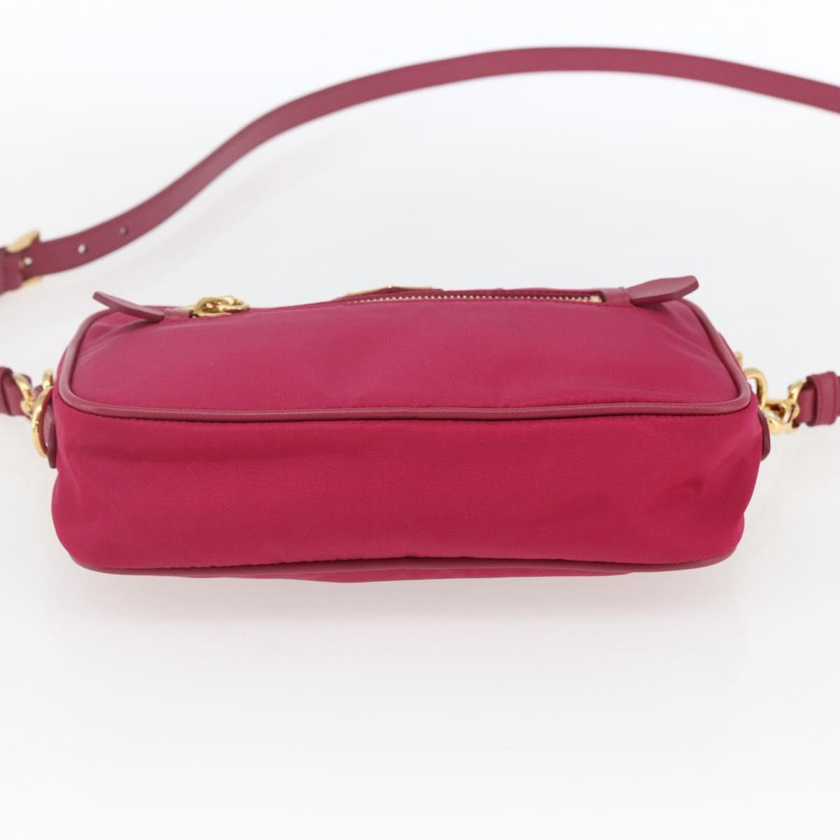 PRADA Shoulder Bag Nylon Pink Gold Auth 161682V