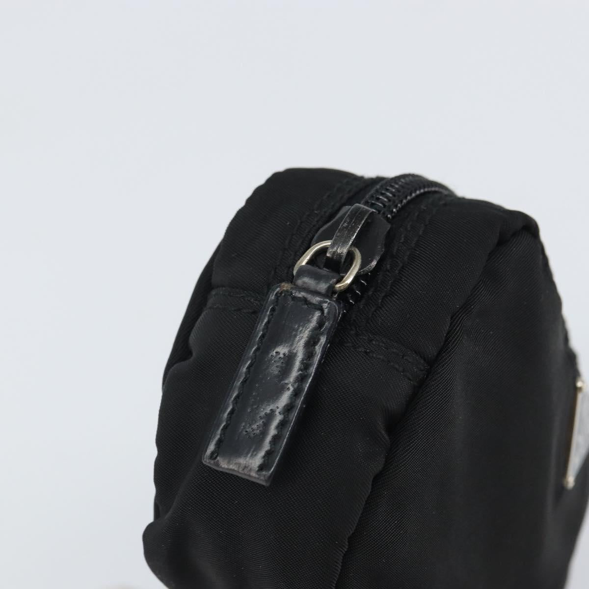 PRADA Pouch Nylon Black Silver Auth 161683