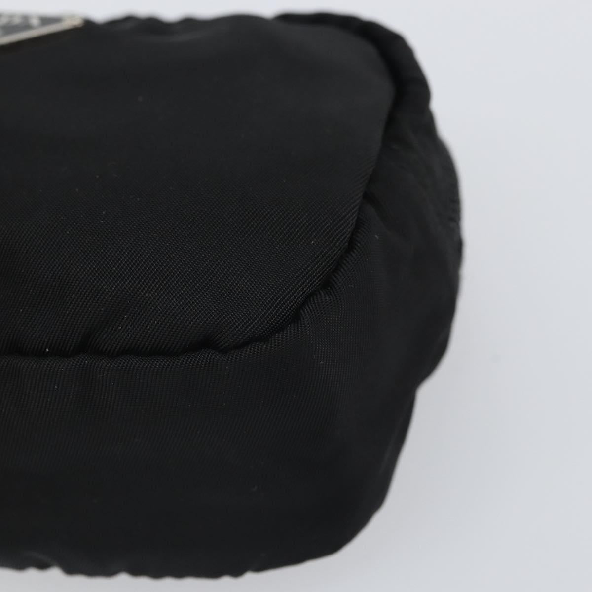 PRADA Pouch Nylon Black Silver Auth 161683