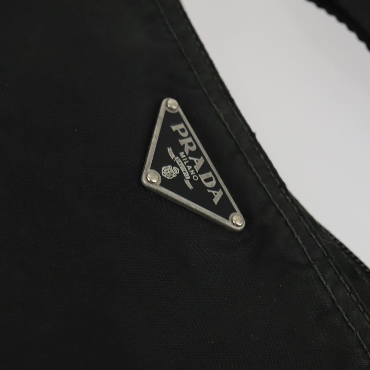 PRADA Shoulder Bag Nylon Black Silver Auth 161687
