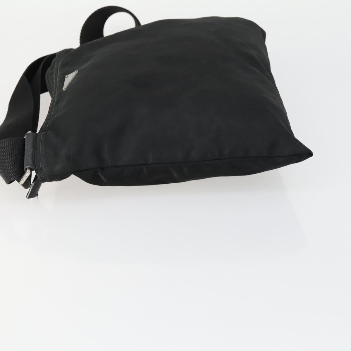 PRADA Shoulder Bag Nylon Black Silver Auth 161687