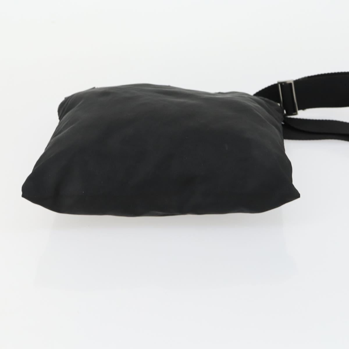PRADA Shoulder Bag Nylon Black Silver Auth 161687