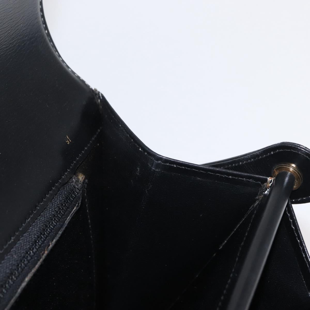 GUCCI Shoulder Bag Leather Black Gold Auth 161688