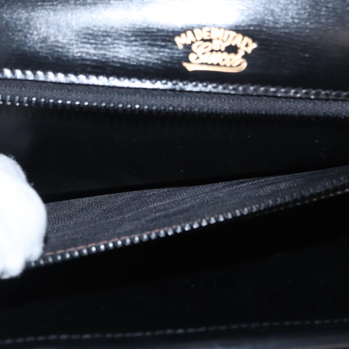GUCCI Shoulder Bag Leather Black Gold Auth 161688