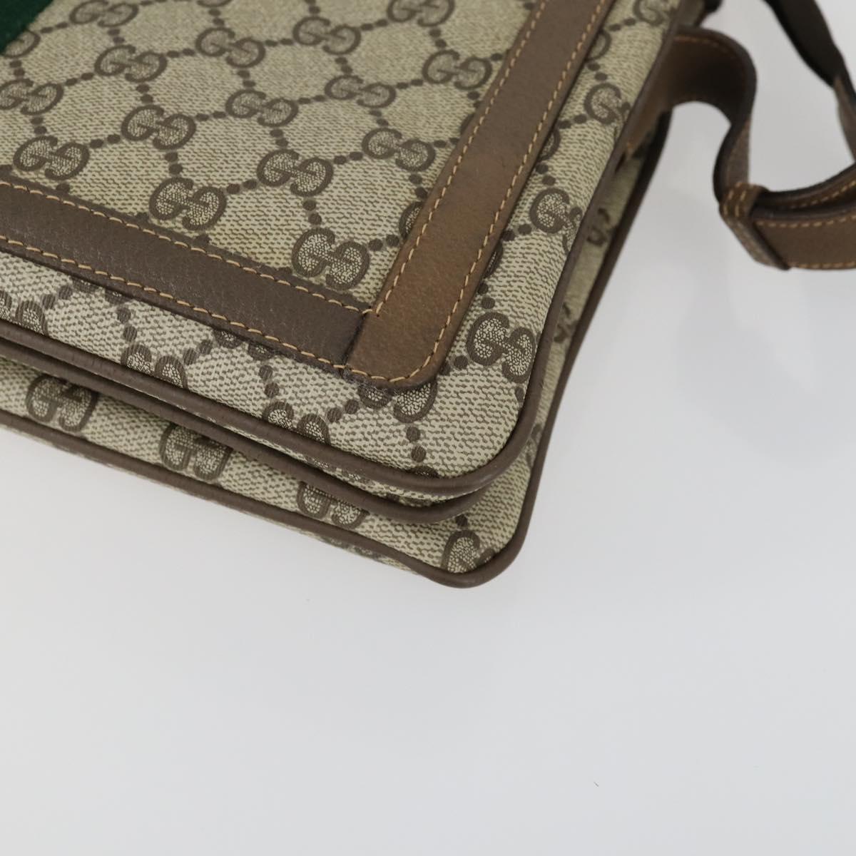 GUCCI GG Supreme Web Sherry Line Shoulder Bag PVC Beige 14 02 013 Auth 161689