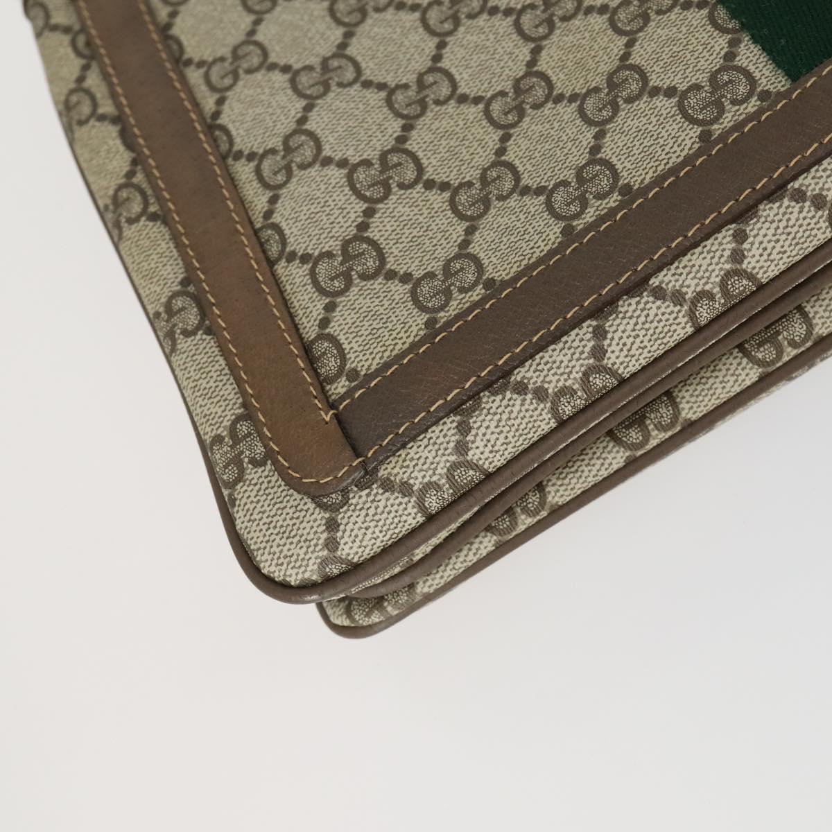 GUCCI GG Supreme Web Sherry Line Shoulder Bag PVC Beige 14 02 013 Auth 161689