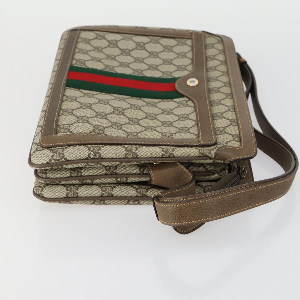 GUCCI GG Supreme Web Sherry Line Shoulder Bag PVC Beige 14 02 013 Auth 161689