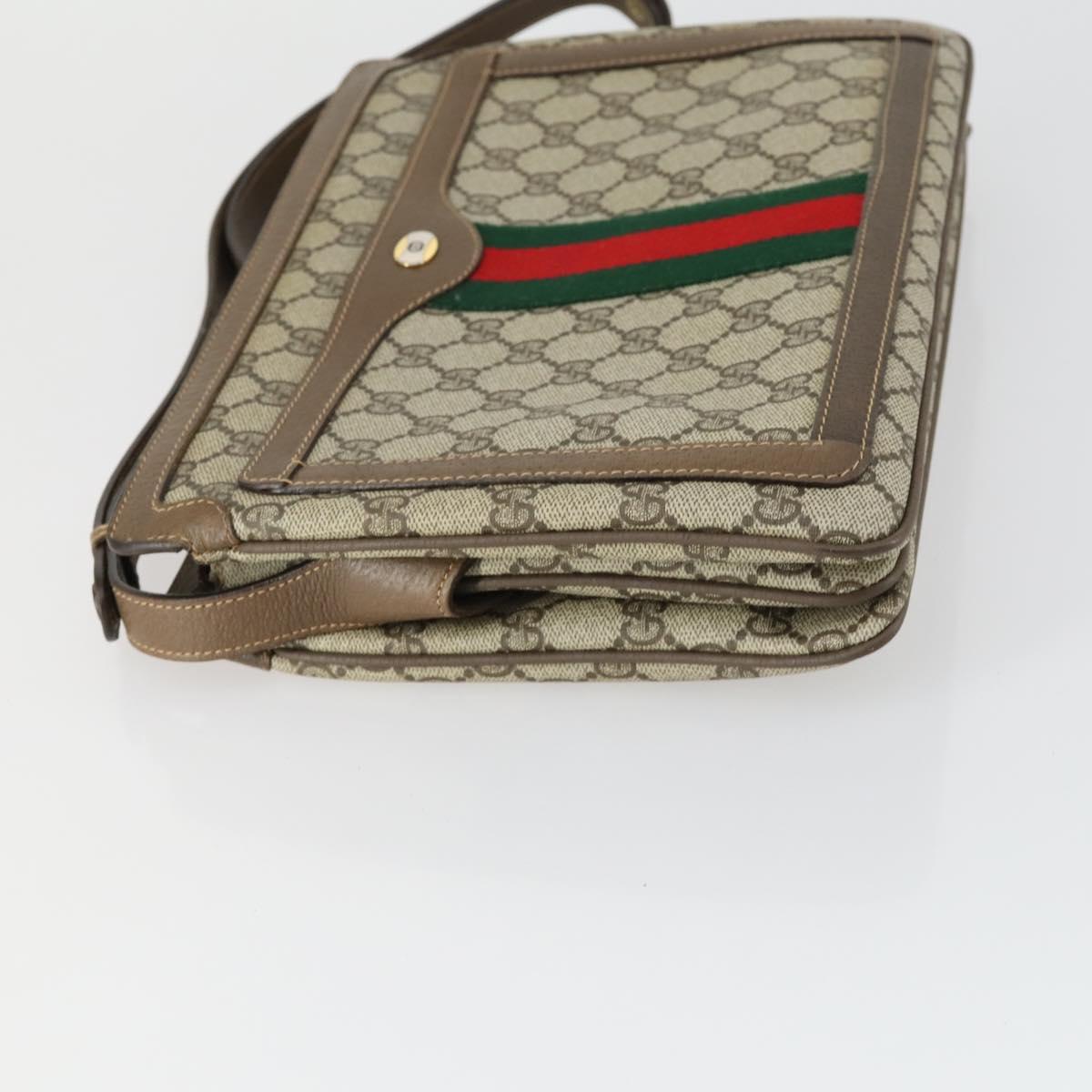 GUCCI GG Supreme Web Sherry Line Shoulder Bag PVC Beige 14 02 013 Auth 161689