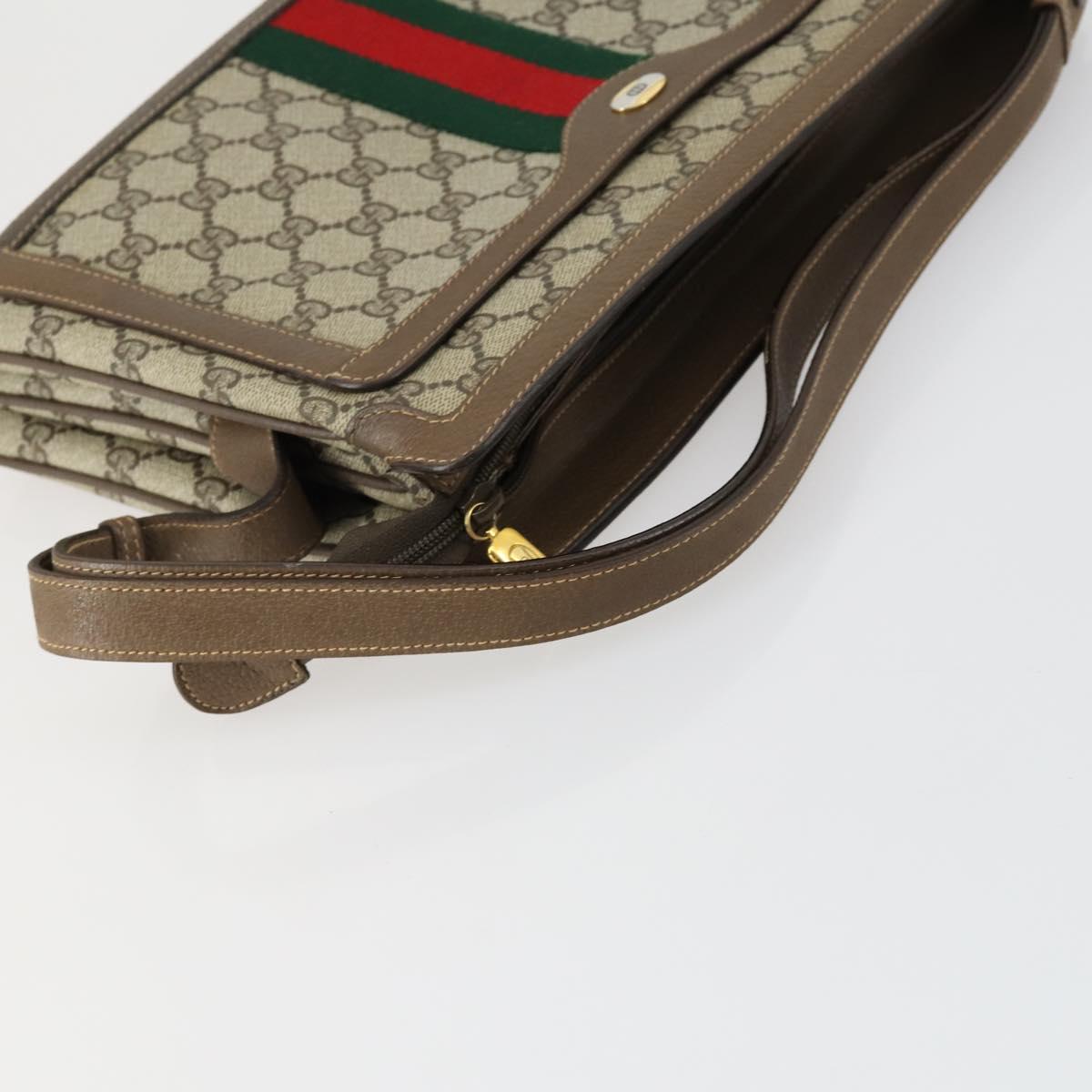 GUCCI GG Supreme Web Sherry Line Shoulder Bag PVC Beige 14 02 013 Auth 161689
