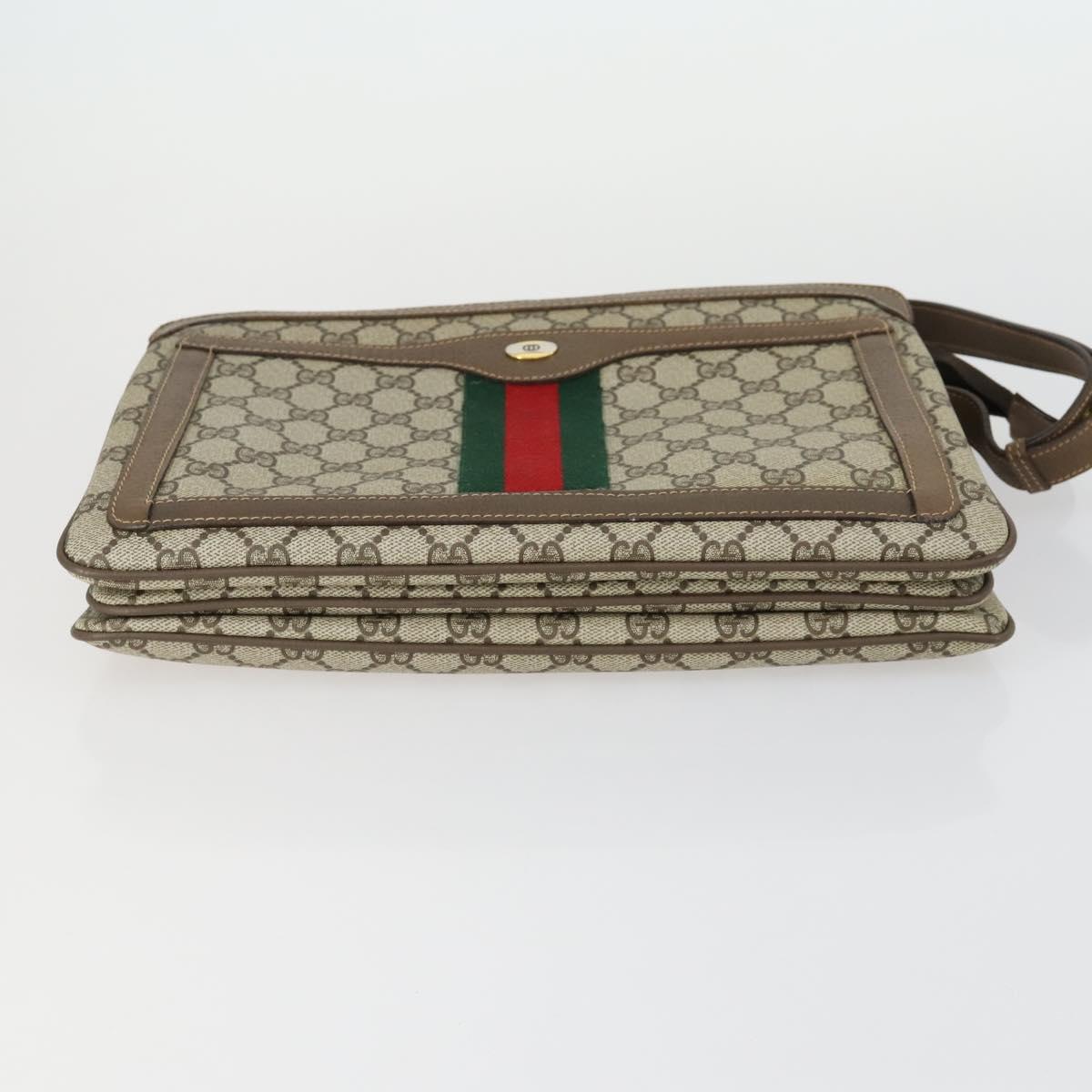 GUCCI GG Supreme Web Sherry Line Shoulder Bag PVC Beige 14 02 013 Auth 161689