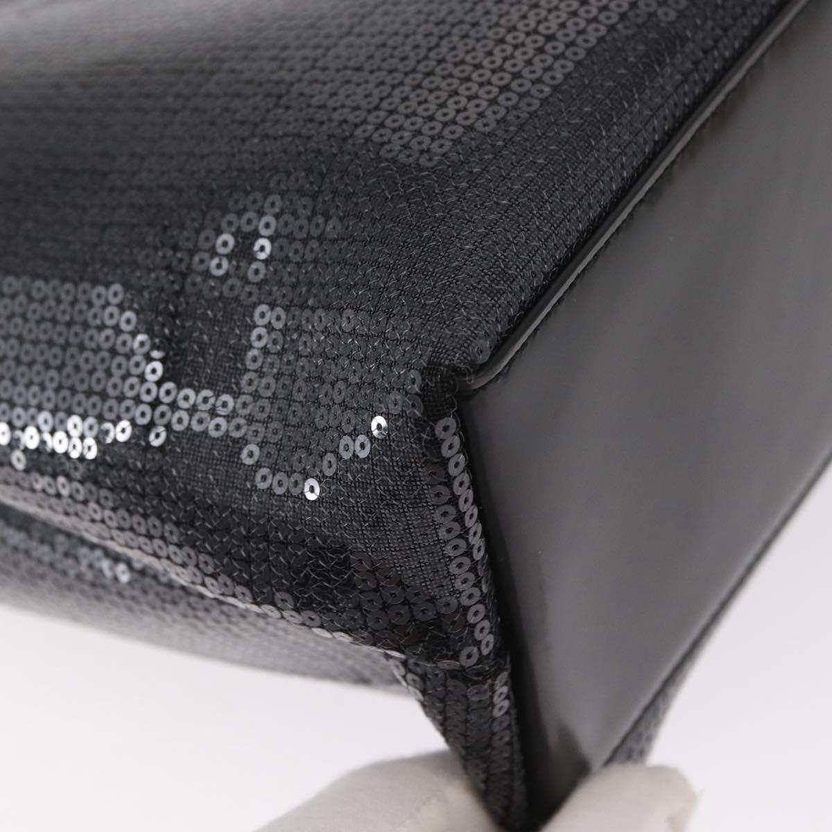 PRADA Hand Bag Sequin Black Auth 161690