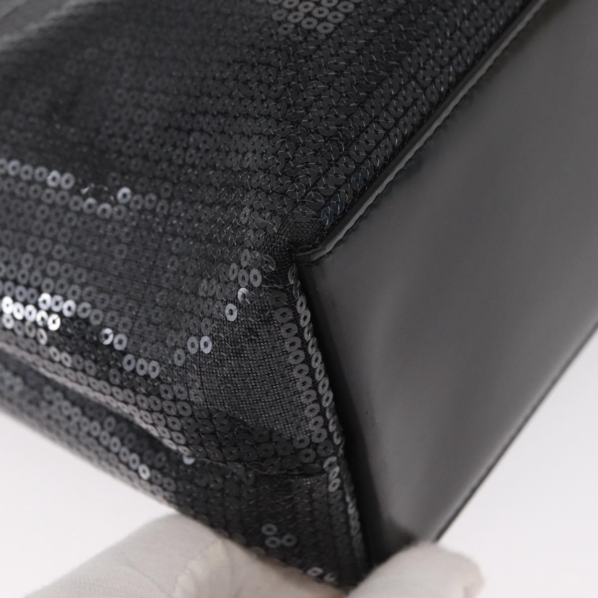 PRADA Hand Bag Sequin Black Auth 161690