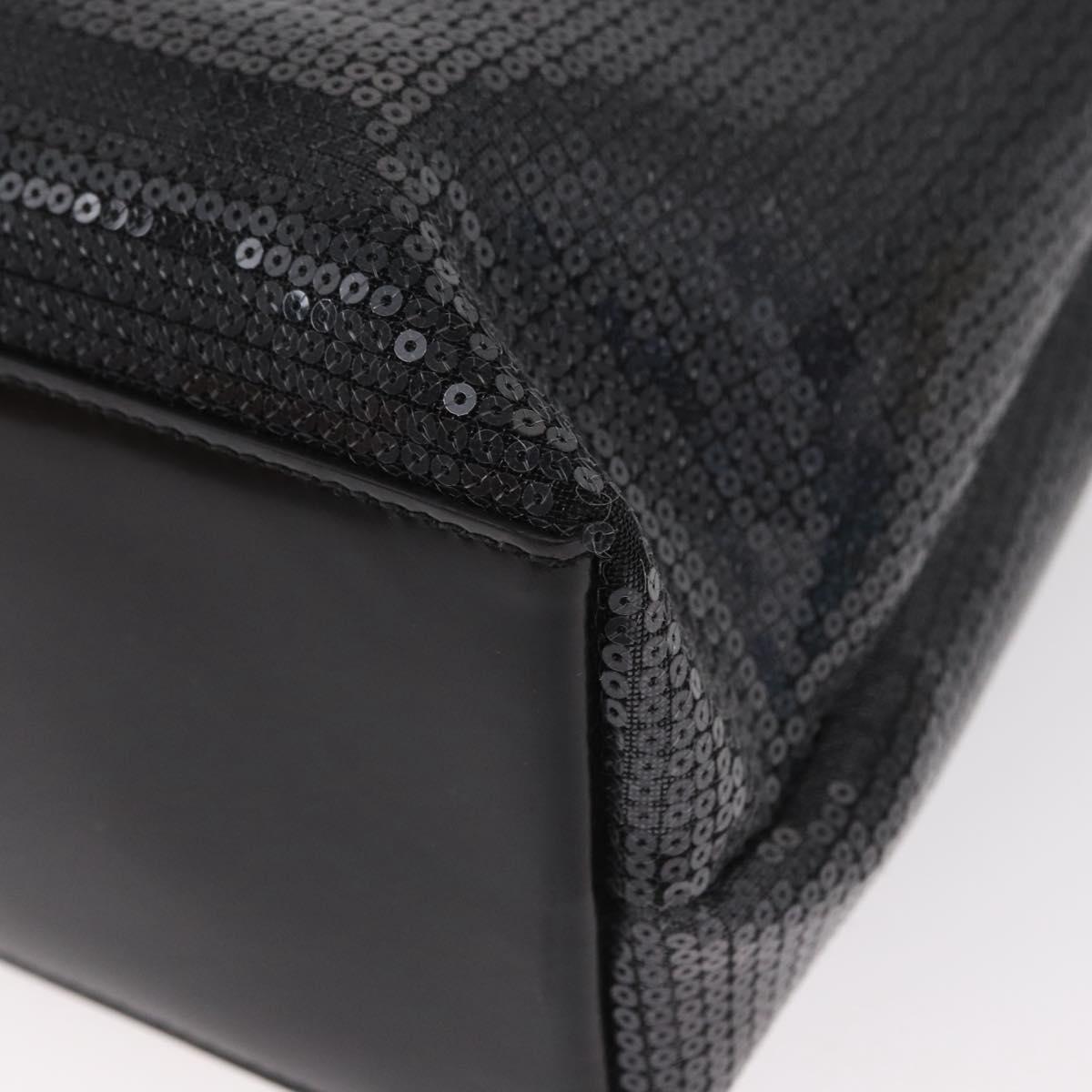 PRADA Hand Bag Sequin Black Auth 161690