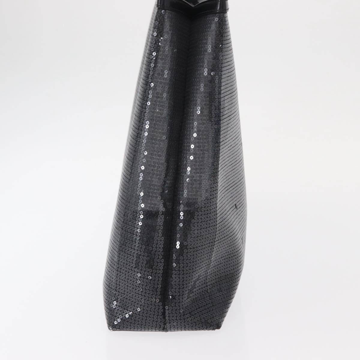 PRADA Hand Bag Sequin Black Auth 161690