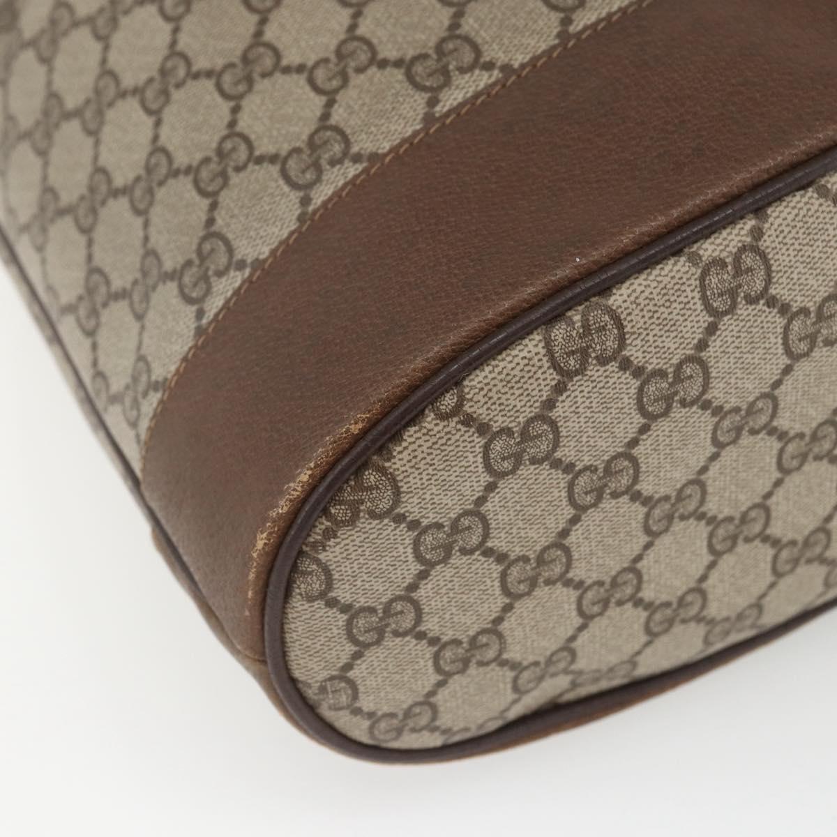 GUCCI GG Supreme Web Sherry Line Bag PVC Beige Gold 41 02 085 Auth 161691