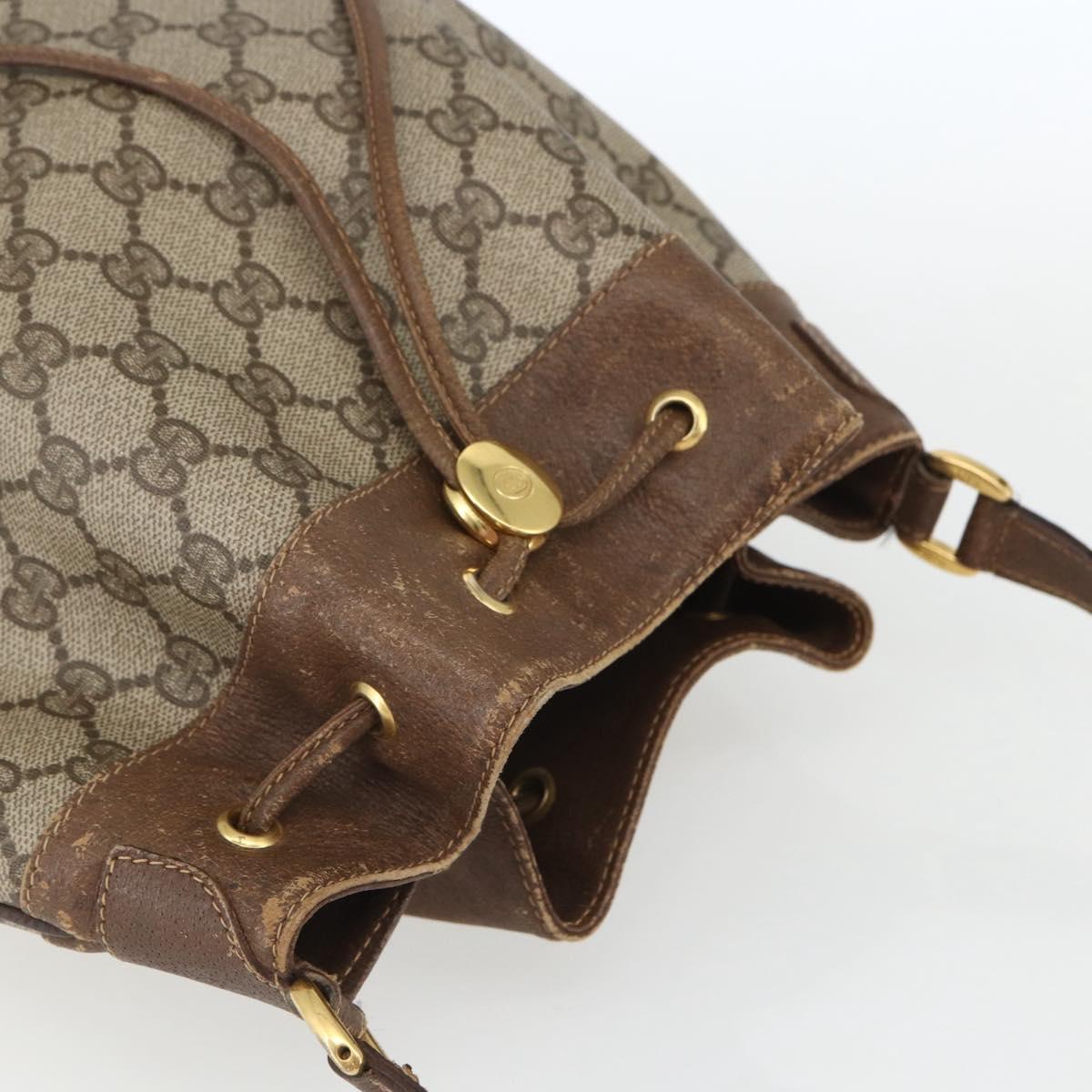 GUCCI GG Supreme Web Sherry Line Bag PVC Beige Gold 41 02 085 Auth 161691