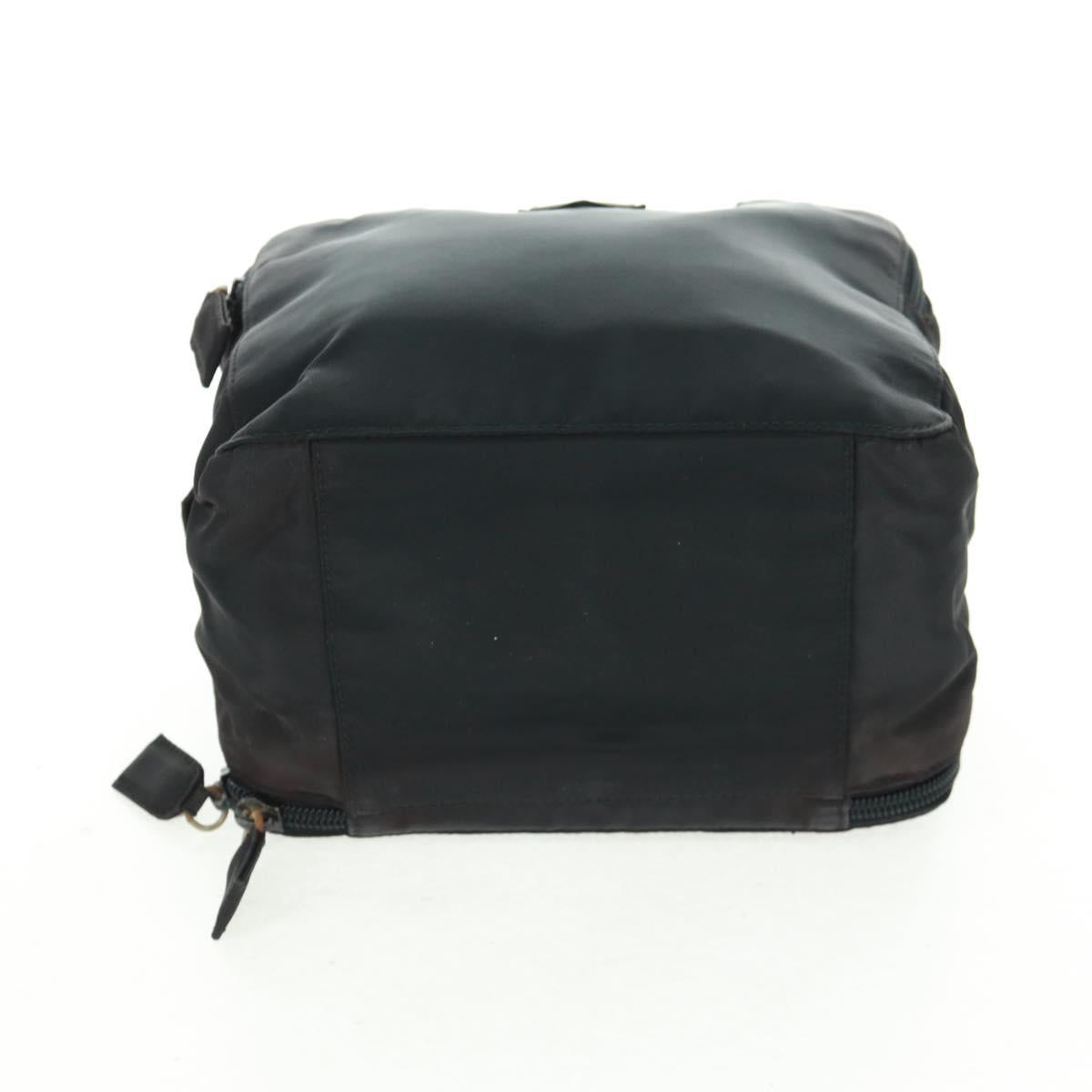 PRADA Hand Bag Nylon Black Silver Auth 161692