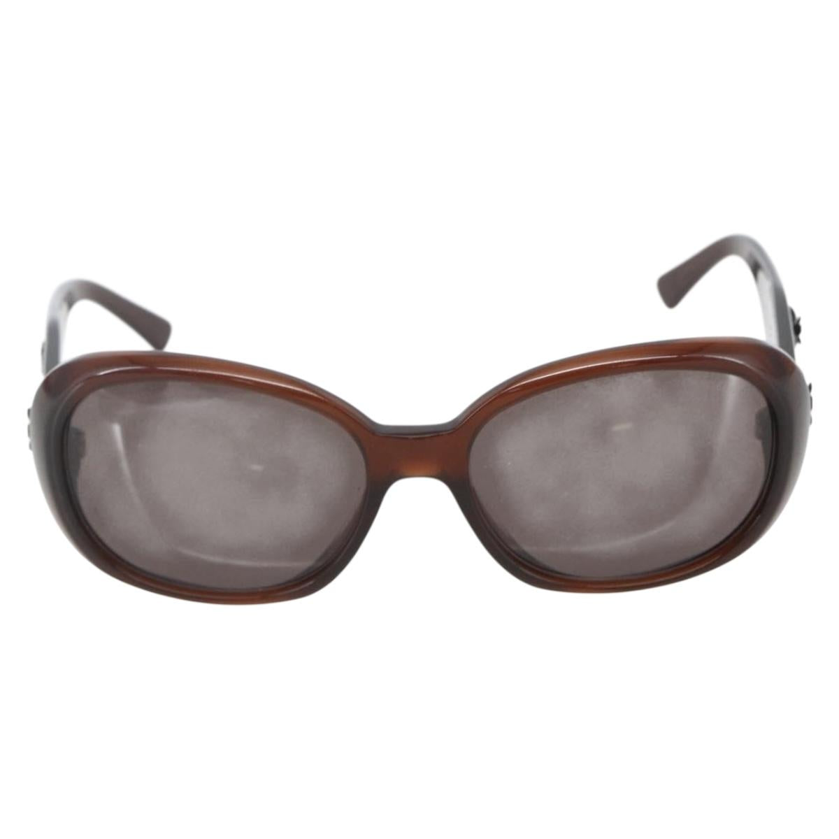 CHANEL Camelia Sunglasses plastic Brown 5113-A CC Auth 161695