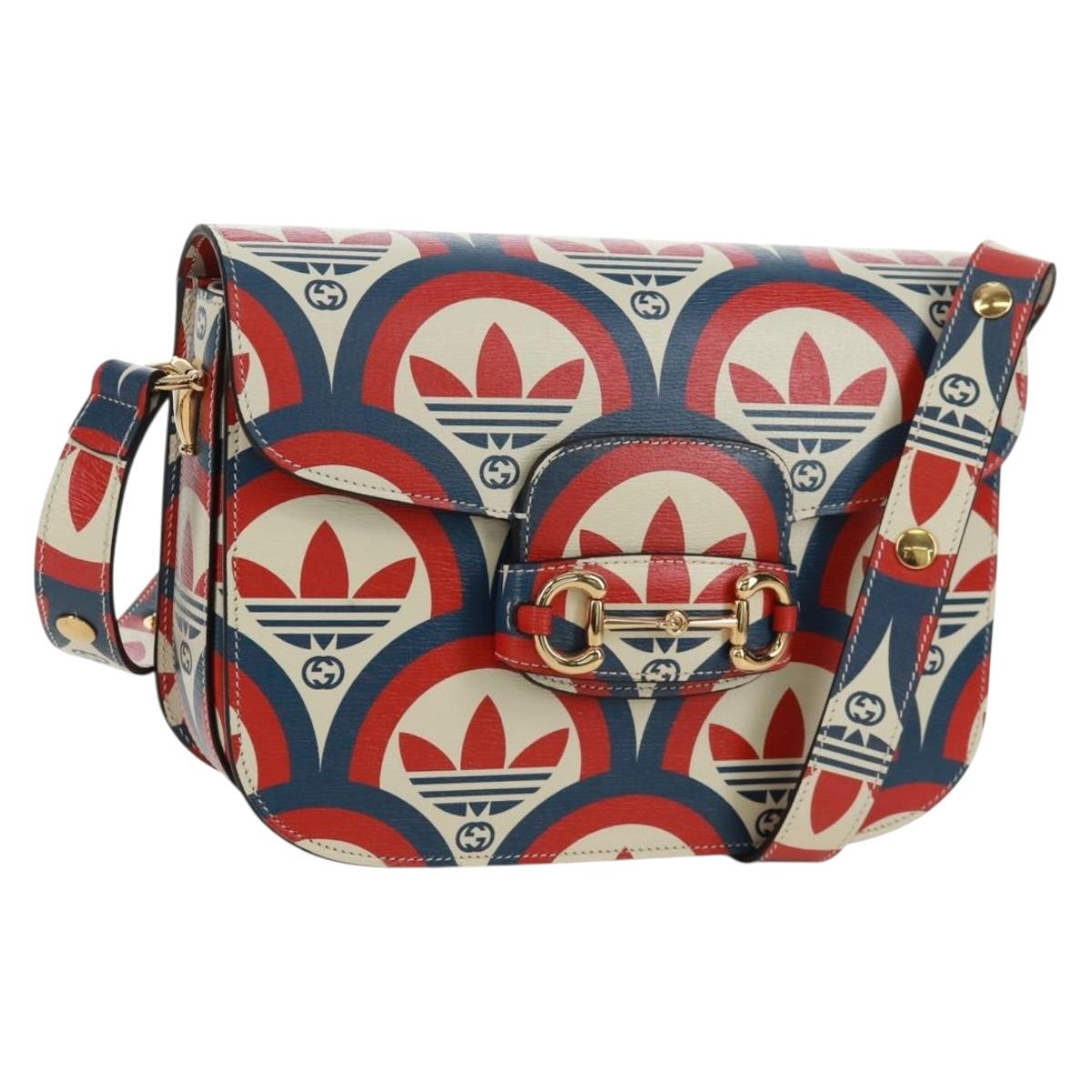 GUCCI Horsebit 1955 Shoulder Bag Leather Multicolor Gold 602204 Auth 161700SAM
