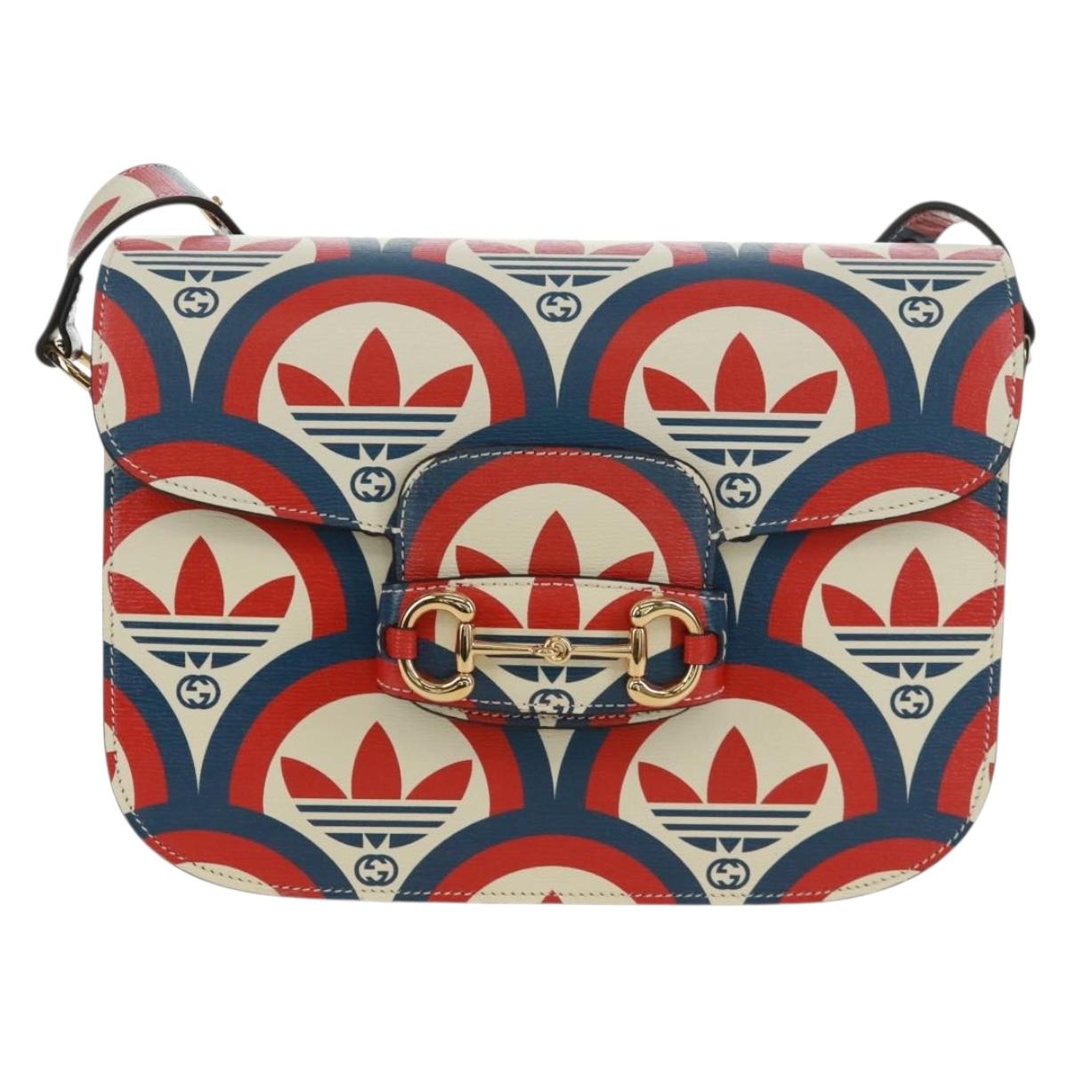 GUCCI Horsebit 1955 Shoulder Bag Leather Multicolor Gold 602204 Auth 161700SAM