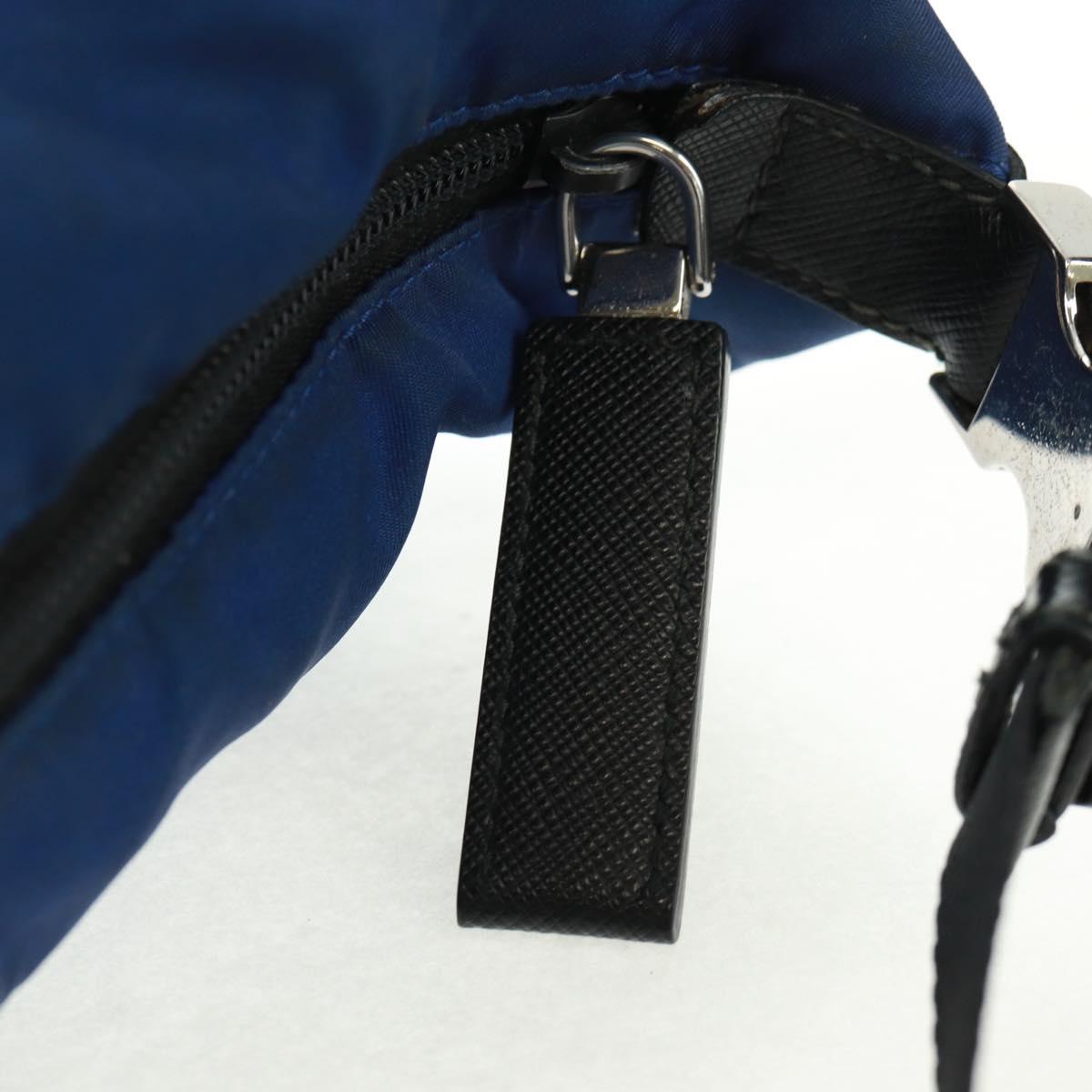 PRADA Shoulder Bag Nylon 2way Blue Silver Auth 161702M