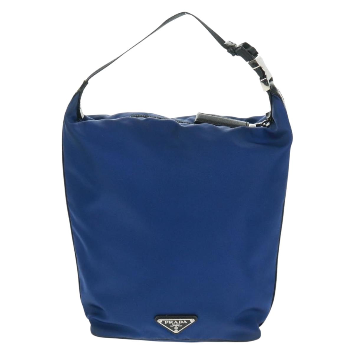 PRADA Shoulder Bag Nylon 2way Blue Silver Auth 161702M